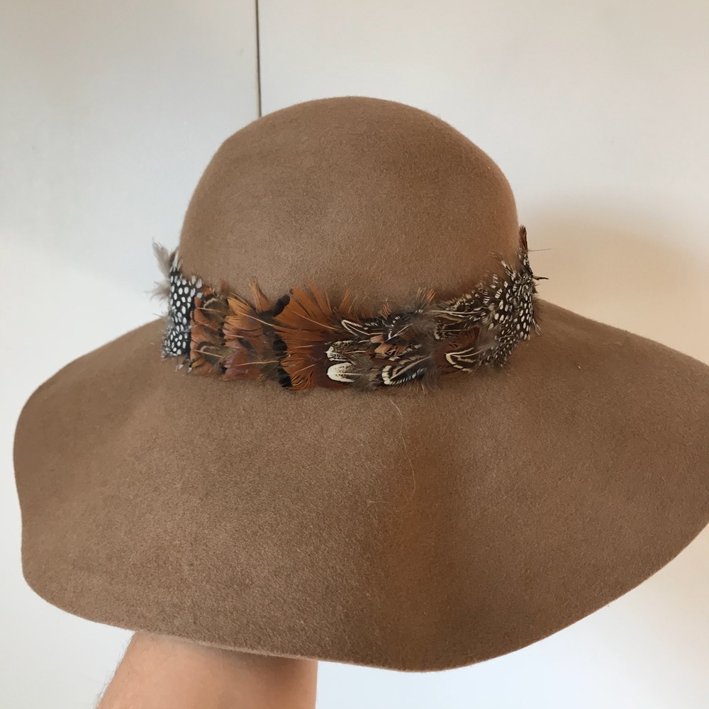 ralph lauren wool hat with feather detail